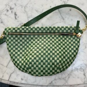 Clare V Grande Fanny Green Checkered Bag